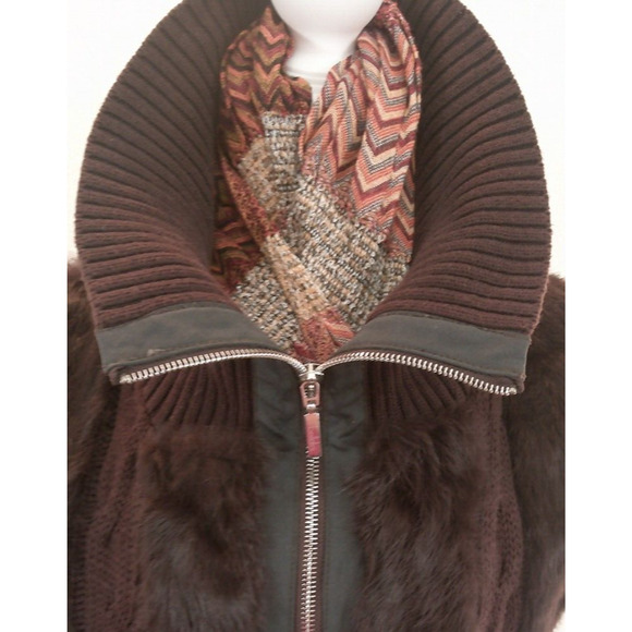 Belldini Brown Faux Fur Chunky Knit Vest- XL Y2K Luxury Boho Glam Layer Chic - Picture 3 of 10